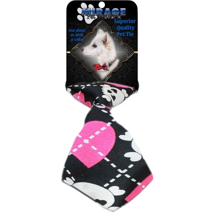 Dog Neck Tie Pink Argyle Skull