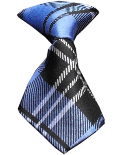 Dog Neck Tie Plaid Blue