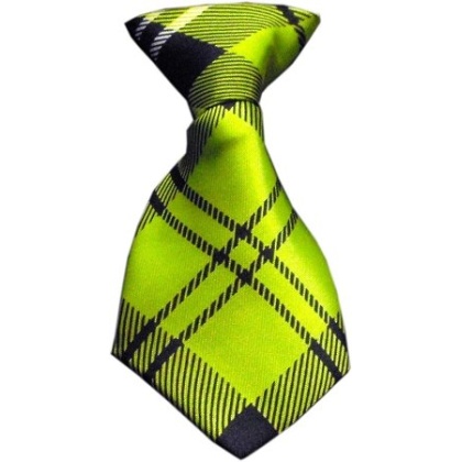 Dog Neck Tie Plaid Lime