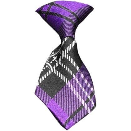 Dog Neck Tie Plaid Purple