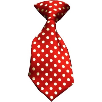 Dog Neck Tie Swiss Dot Red