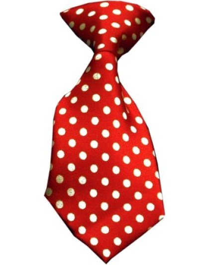 Dog Neck Tie Swiss Dot Red