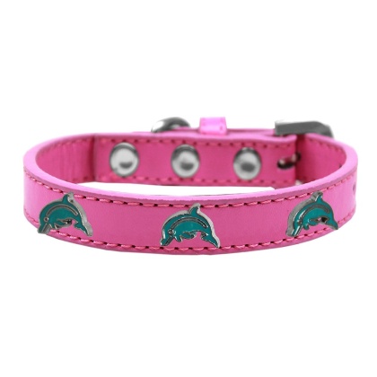 Dolphin Widget Dog Collar Bright Pink Size 10