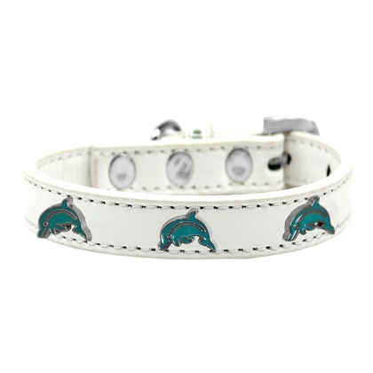 Dolphin Widget Dog Collar White Size 10