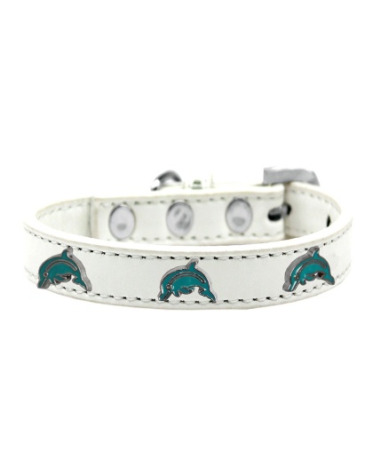 Dolphin Widget Dog Collar White Size 10