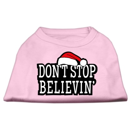 Don't Stop Believin' Screenprint Shirts Light Pink L