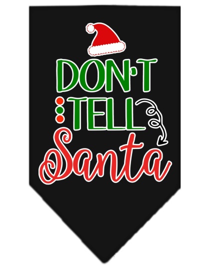 Don't Tell Santa Screen Print Bandana Black Large