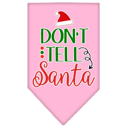 Don't Tell Santa Screen Print Bandana Light Pink Large