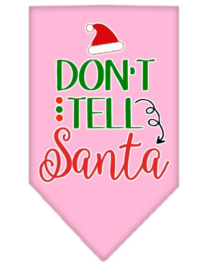 Don't Tell Santa Screen Print Bandana Light Pink Large