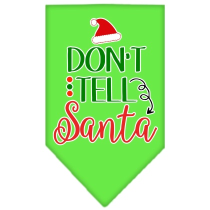 Don't Tell Santa Screen Print Bandana Lime Green Large