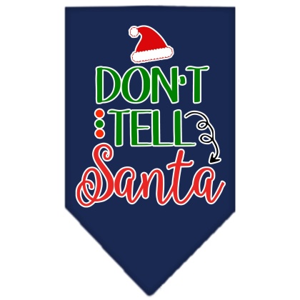 Don't Tell Santa Screen Print Bandana Navy Blue large