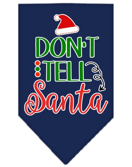 Don't Tell Santa Screen Print Bandana Navy Blue large