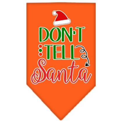 Don't Tell Santa Screen Print Bandana Orange Large