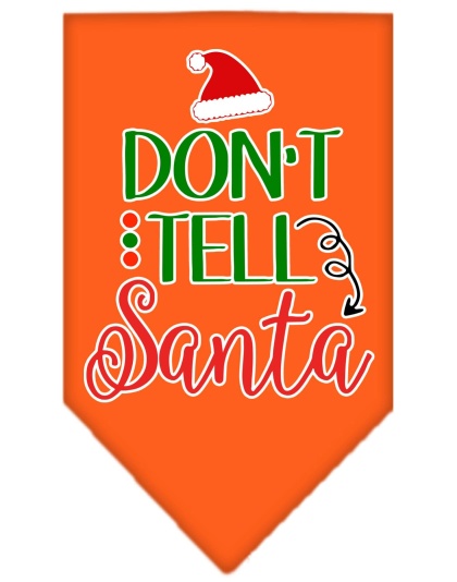 Don't Tell Santa Screen Print Bandana Orange Large