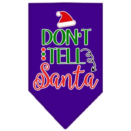 Don't Tell Santa Screen Print Bandana Purple Large