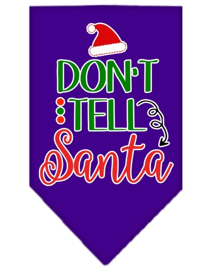 Don't Tell Santa Screen Print Bandana Purple Large