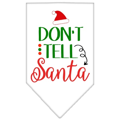 Don't Tell Santa Screen Print Bandana White Large