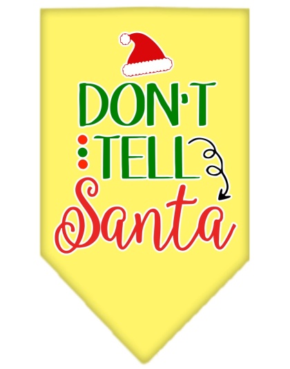 Don't Tell Santa Screen Print Bandana Yellow Large