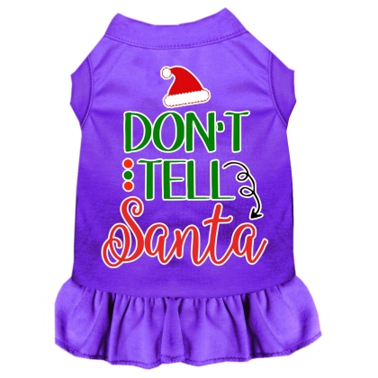 Don't Tell Santa Screen Print Dog Dress Purple 4X