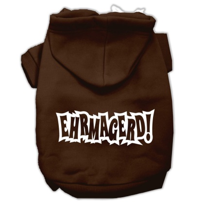 Ehrmagerd Screen Print Pet Hoodies Brown Size Lg