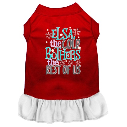 Elsa, the Cold Screen Print Dog Dress Red with White Lg