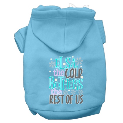 Elsa, the Cold Screen Print Dog Hoodie Baby Blue L