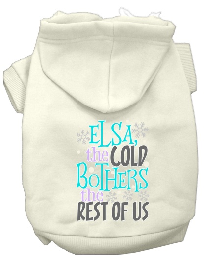 Elsa, the Cold Screen Print Dog Hoodie Cream L