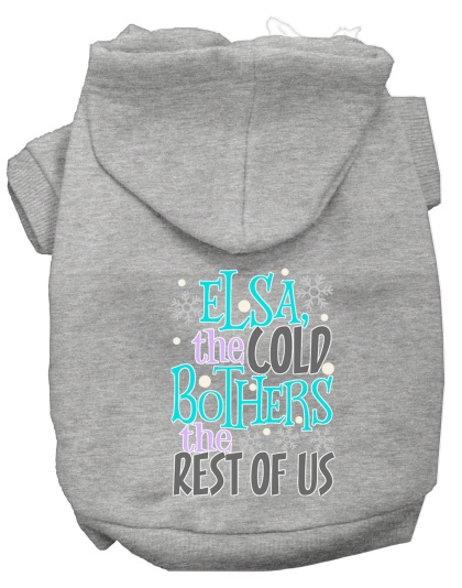 Elsa, the Cold Screen Print Dog Hoodie Grey L