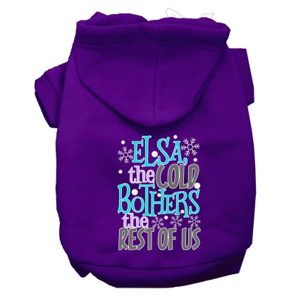 Elsa, the Cold Screen Print Dog Hoodie Purple L