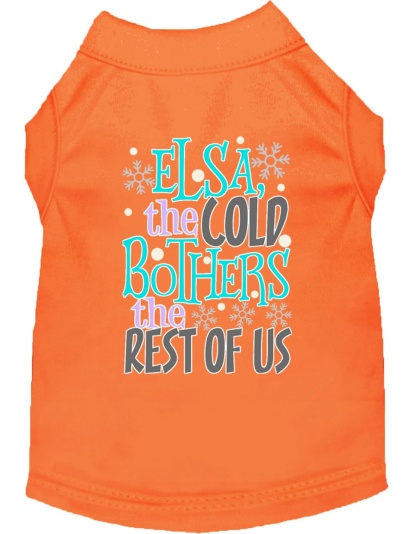 Elsa, the Cold Screen Print Dog Shirt Orange Lg