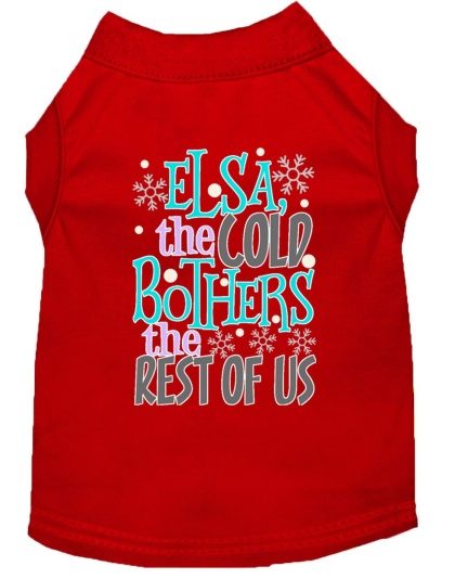 Elsa, the Cold Screen Print Dog Shirt Red Lg