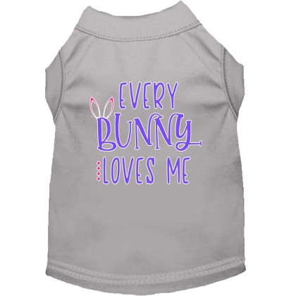 Every Bunny Loves me Screen Print Dog Shirt Grey Lg