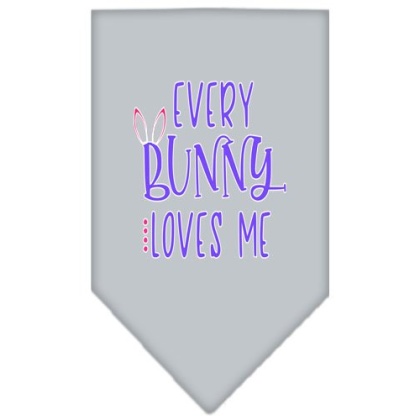 EveryBunny Loves Me Screen Print Bandana Grey Large