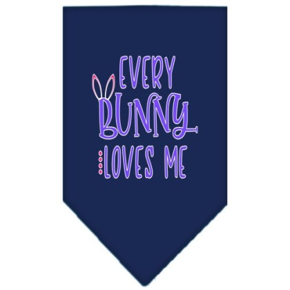 EveryBunny Loves Me Screen Print Bandana Navy Blue large