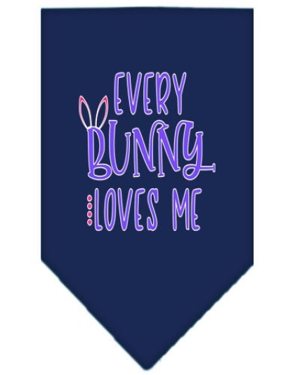 EveryBunny Loves Me Screen Print Bandana Navy Blue large