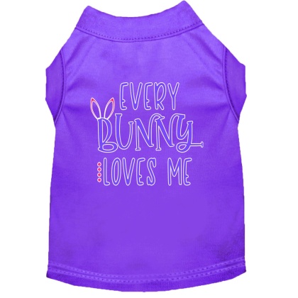 Every Bunny Loves me Screen Print Dog Shirt Purple Lg