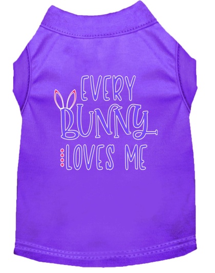 Every Bunny Loves me Screen Print Dog Shirt Purple Lg