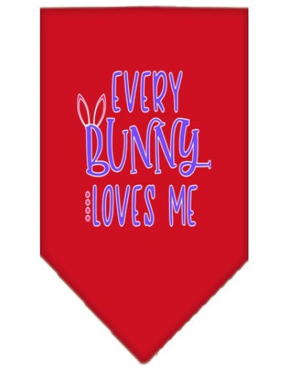 EveryBunny Loves Me Screen Print Bandana Red Large