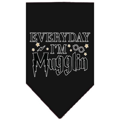 Everyday I'm Mugglin Screen Print Bandana Black Large