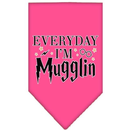 Everyday I'm Mugglin Screen Print Bandana Bright Pink Large