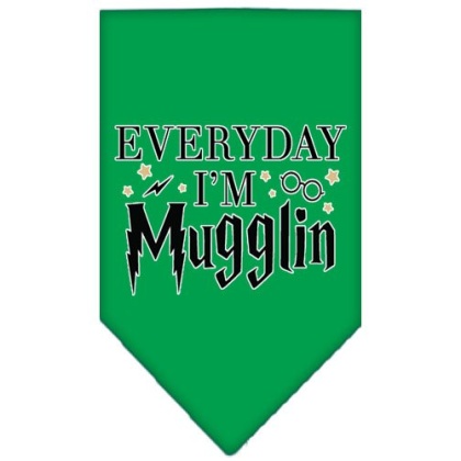 Everyday I'm Mugglin Screen Print Bandana Emerald Green Large