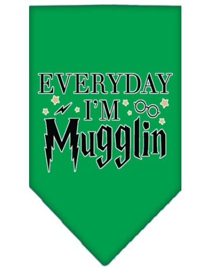 Everyday I'm Mugglin Screen Print Bandana Emerald Green Large