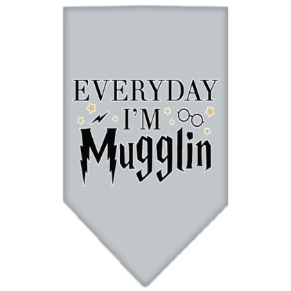 Everyday I'm Mugglin Screen Print Bandana Grey Large