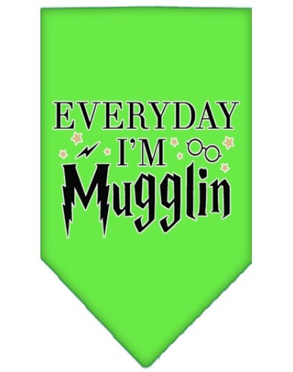 Everyday I'm Mugglin Screen Print Bandana Lime Green Large