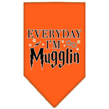 Everyday I'm Mugglin Screen Print Bandana Orange Large