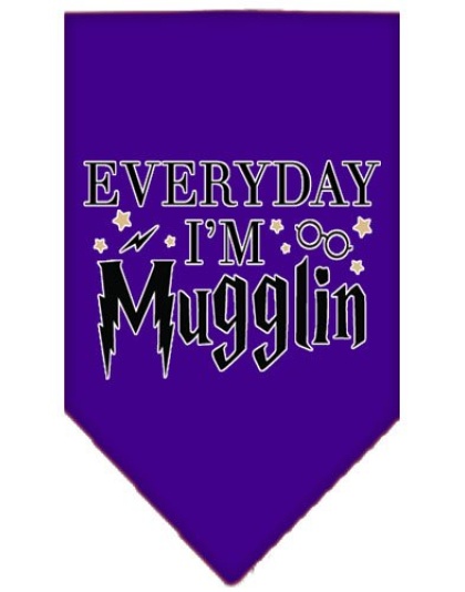 Everyday I'm Mugglin Screen Print Bandana Purple Large