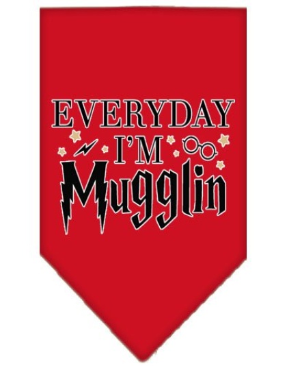 Everyday I'm Mugglin Screen Print Bandana Red Large