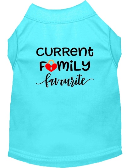 Family Favorite Screen Print Dog Shirt Aqua Lg