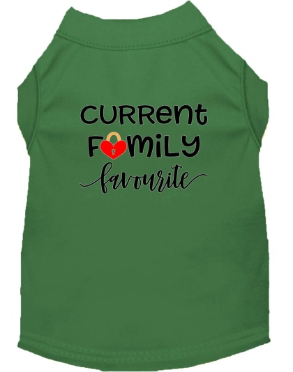 Family Favorite Screen Print Dog Shirt Green Lg