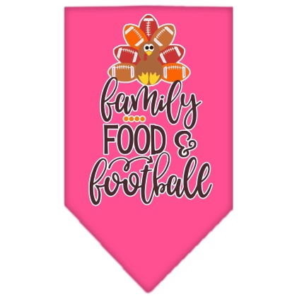 Family, Food, and Football Screen Print Bandana Bright Pink Large